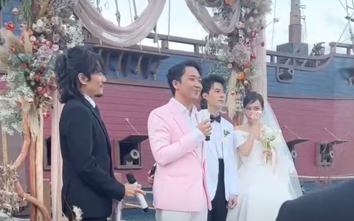 Kiều Minh Tuấn làm MC đám cưới Diệu Nhi - Anh Tú, xuất hiện với diện mạo khác lạ