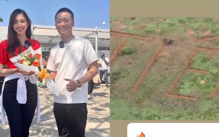 'Nghiện nhưng không ngại', Quang Linh khắc tên Thùy Tiên trên cánh đồng, netizen: 'Lên đồ ăn cưới thôi'