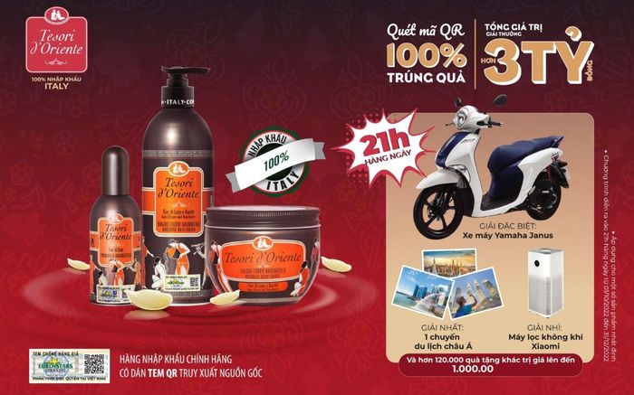 'Quét ngay, trúng lớn' tổng trị giá giải thưởng lên đến 3 tỷ đồng cùng Tesori d'Oriente