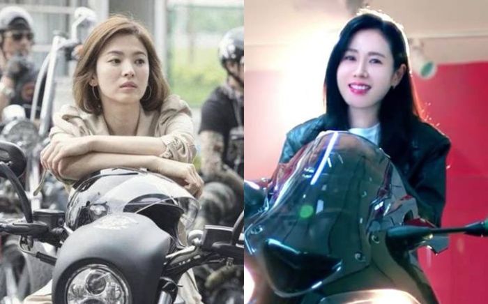 Cùng lái xe phân khối lớn, Song Hye Kyo cực ngầu, Son Ye Jin lộ bụng bầu vẫn chất chơi