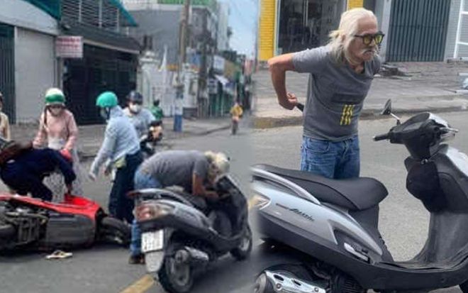 Cụ ông râu tóc bạc phơ 'cưỡi' xe máy, cầm dao dọa chém người gây náo loạn đường phố