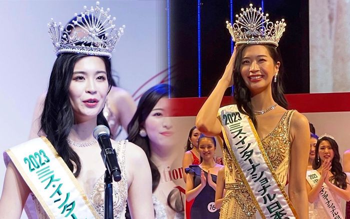 Fan 'méo mặt' vì Hoa hậu Quốc tế Nhật Bản 2023 đội vương miện do Việt Nam tài trợ sai cách