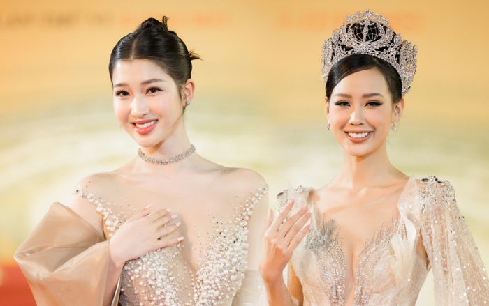 Em út quốc dân Phương Nhi 'liễu yếu đào tơ' đọ sắc với đương kim Hoa hậu Liên lục địa 2022