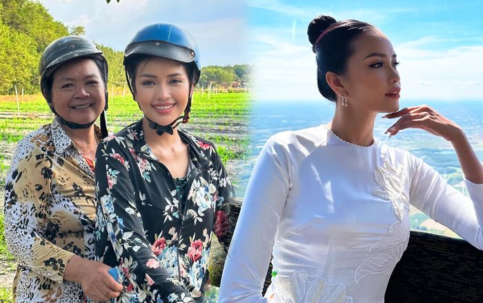 Hình ảnh Hoa hậu Ngọc Châu ăn mặc bình dân, đi xe máy cùng mẹ gây sốt vì nhan sắc 'xuất chúng'