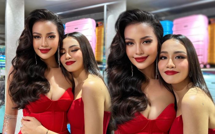 Ngọc Châu - Thủy Tiên khoe sắc đỏ: Mang layout này đi thi Miss Universe, Miss Charm sẽ giật vương miện