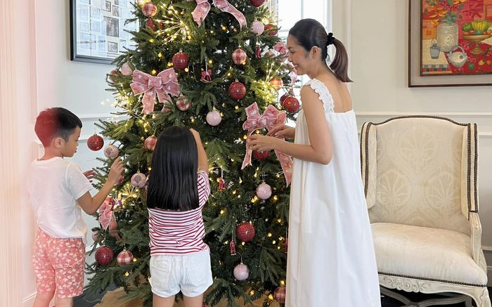 Khoe khoảnh khắc trang trí Giáng Sinh, Hà Tăng vô tình để lộ 'tài sản đặc biệt' hai nhóc tỳ thừa kế từ mẹ