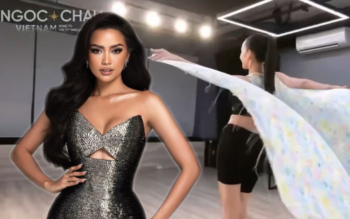 Ngọc Châu xuất chiêu: Tung tà hất lụa siêu đẳng cấp, qua Miss Universe cứ đà này là đội vương miện