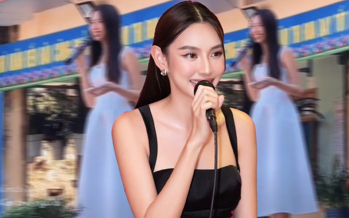 Thùy Tiên hát giao lưu, nhan sắc xinh đẹp nhưng lại... không thuộc lời!