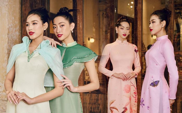 Đỗ Hà, Lương Thùy Linh đẹp bất phân thắng bại với áo dài Tết: Đệ nhất 'Dáng ngọc' gọi tên 2 nàng hậu