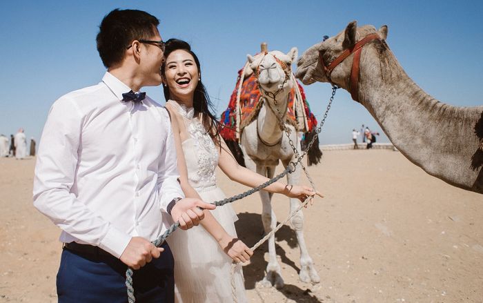 Bộ ảnh cưới hiếm hoi của hoa hậu Ngọc Hân và chồng tại Ai Cập