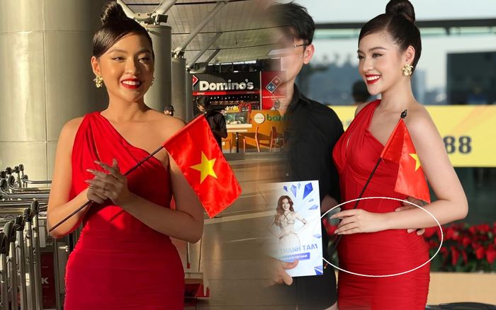 'Hot girl trứng rán' Thanh Tâm lộ vòng eo kém thon ở sân bay trước khi lên đường đến Thái Lan thi hoa hậu