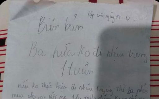 Thấy ba hay đi nhậu, con gái liền lập biên bản với loạt hình phạt 'bá đạo'