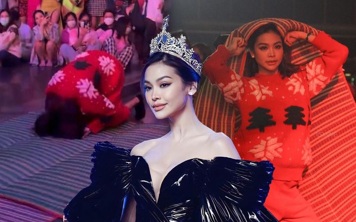 Hoa hậu Engfa Waraha bất chấp chỉ trích, 'lăn lê bò trườn' dưới đất để mua vui cho khán giả