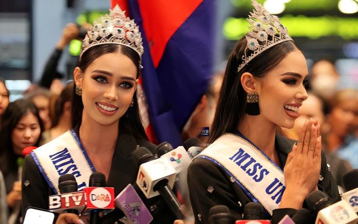 Đến Mỹ cùng ngày với Ngọc Châu, Hoa hậu Hoàn vũ Campuchia chơi trội với xế hộp 'chục tỷ' tại sân bay