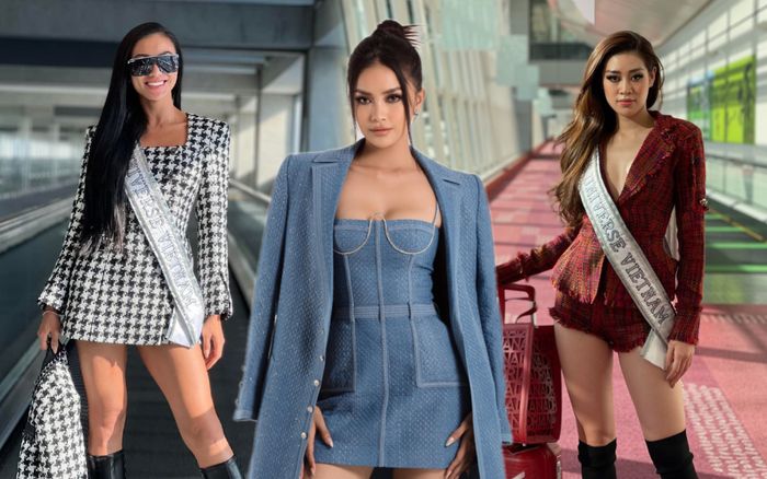 Tín hiệu phát ra từ vũ trụ: Ngọc Châu diện outfit na ná 2 'đàn chị' ngày chào sân Miss Universe