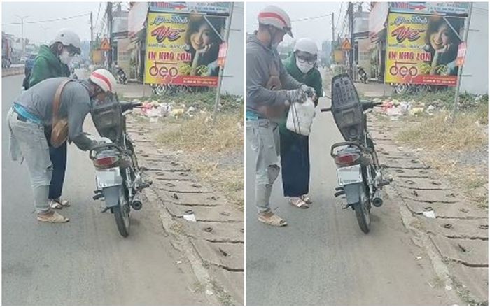 Được người thanh niên khuyết tật tặng xăng khi đang dắt bộ xe máy, nữ sinh có hành động gây bất ngờ
