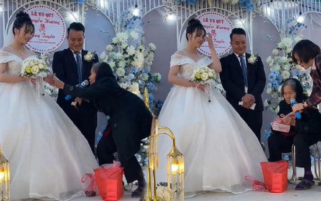 Bà nội lưng còng xách cả 'bị' lên trao hồi môn cho cháu gái, rơi nước mắt với món quà cưới bên trong