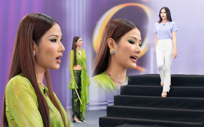 Cô giáo Hoàng Thùy bắt bẻ thí sinh catwalk: 'Em sáng tạo hơi kì, đội khăn trên đầu là không được nha'