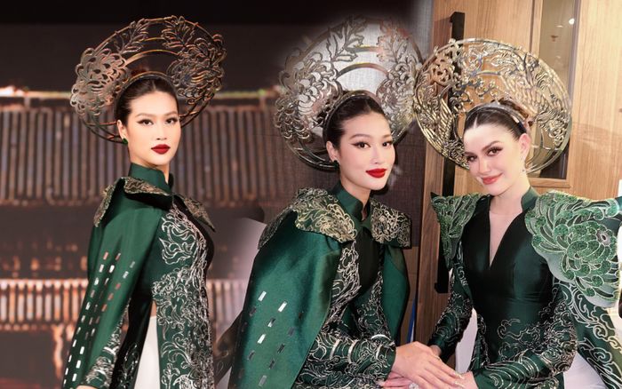 Thiên Ân hóa chị em song sinh với Hoa hậu đẹp nhất thế giới: 'Thỏi son đỏ' không bị lu mờ