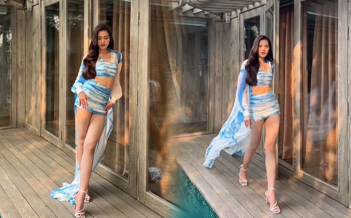 Hoa hậu Đỗ Thị Hà lại khoe 'cặp kiếm Nhật' bén ngót: Đôi chân như vậy trong showbiz có mấy người?