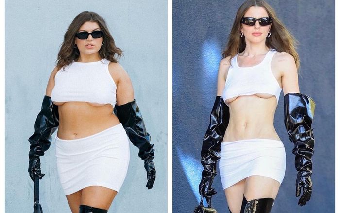 Người mẫu ngoại cỡ tự tin mặc trang phục 'sao y bản chính' mẫu mình dây