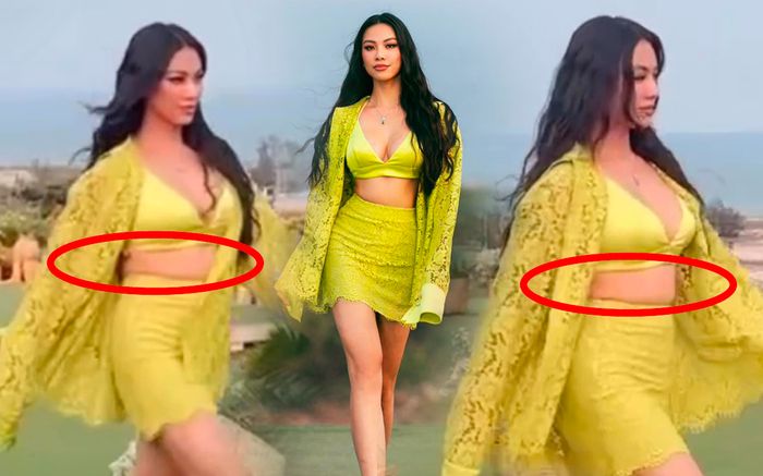 'Lần thứ n' Á hậu Kim Duyên lộ hình thể kém săn chắc, mỡ thừa khác xa ảnh tự đăng