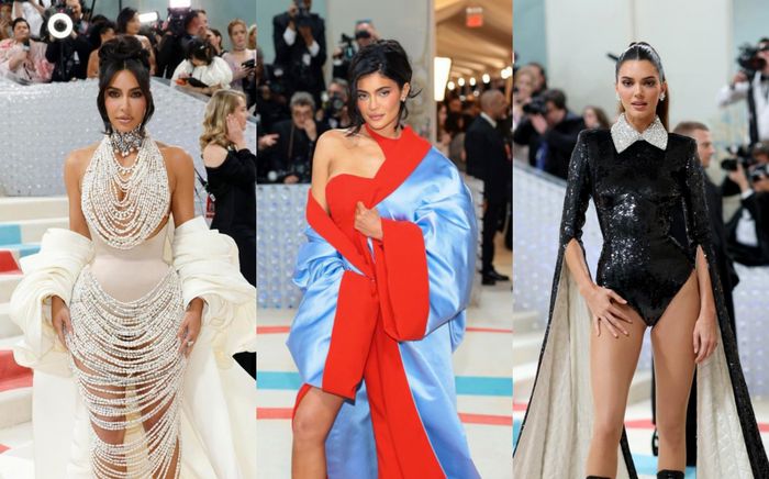 Gia đình Kardashian-Jenner 'đại náo': Kendall Jenner diện tay áo chạm sàn 'quẹt sạch' thảm đỏ Met Gala