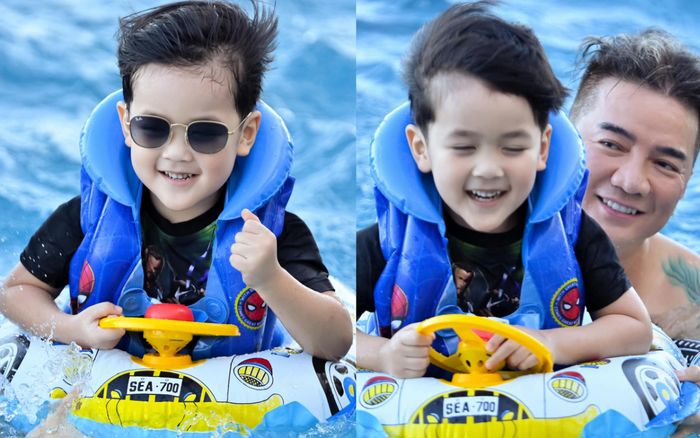 Con trai Đàm Vĩnh Hưng ra dáng 'bản sao' của bố trong loạt ảnh hồ bơi