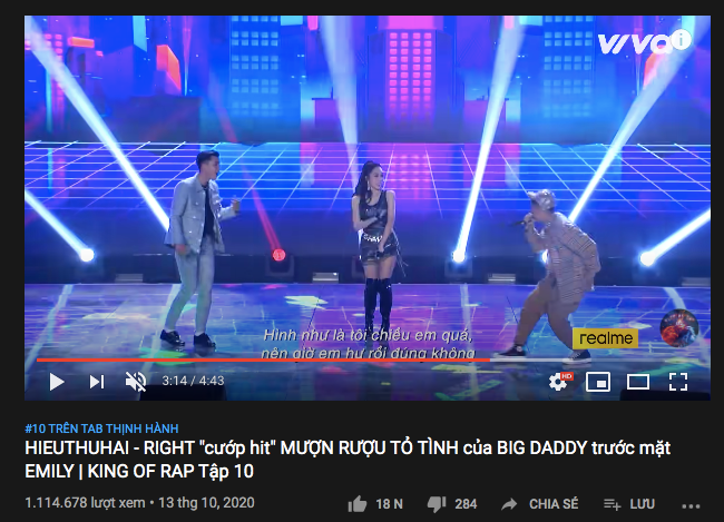 Sân khấu 'Mượn rượu tỏ tình' của bộ ba HIEUTHUHAI - Emily - RIGHT 'băng băng' trending Youtube với lượt view 'khủng' Ảnh 3