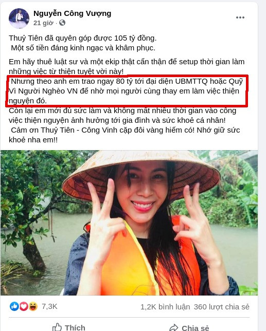 Nghệ sĩ hài Vượng Râu khuyên Thủy Tiên thuê luật sư, trao ngay 80 tỉ tới Uỷ ban MTTQ hoặc quỹ Vì người nghèo Việt Nam Ảnh 2