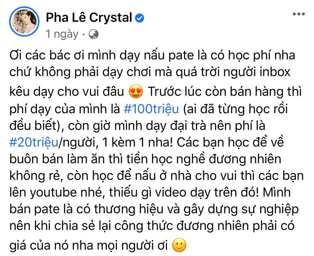 Pha Lê Crystal mở lớp dạy nấu ăn với giá trên trời Ảnh 2