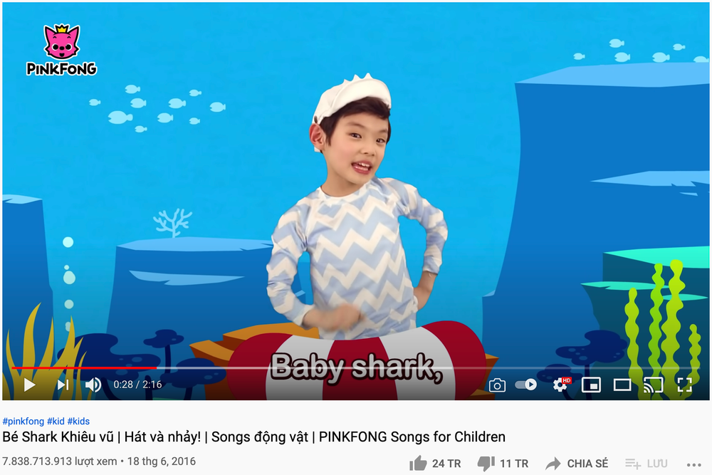 Lượt xem bài hát 'dỗ trẻ quốc dân' Baby Shark chính thức vượt mốc dân số Thế giới Ảnh 1