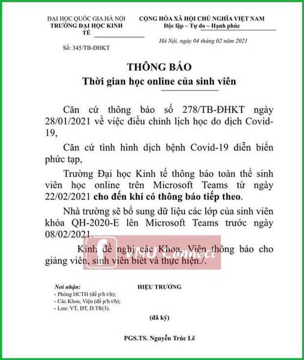 Nhiều Đại học chuyển sang hình thức dạy học trực tuyến sau Tết Tân Sửu 2021 Ảnh 1