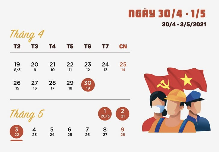 30 4 1 5 năm nay vào thứ mấy