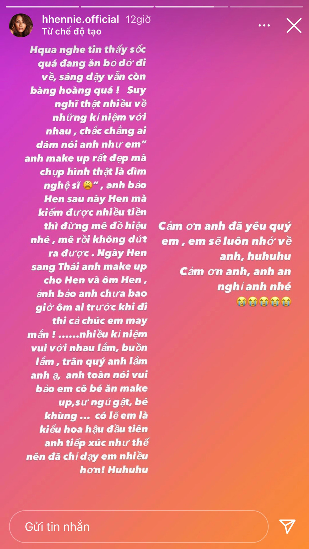H'Hen Niê bàng hoàng nhớ lại lời dặn dò của chuyên gia trang điểm Minh Lộc trước khi qua đời Ảnh 4