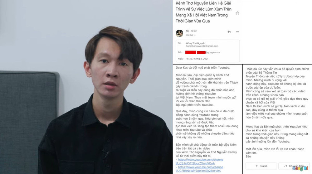 Thơ Nguyễn xin lỗi, ẩn hết video và tắt kiếm tiền từ YouTube trong video 'tạm biệt' Ảnh 3 Thơ Nguyễn xin lỗi, ẩn hết video và tắt kiếm tiền từ YouTube trong video 'tạm biệt' Ảnh 3