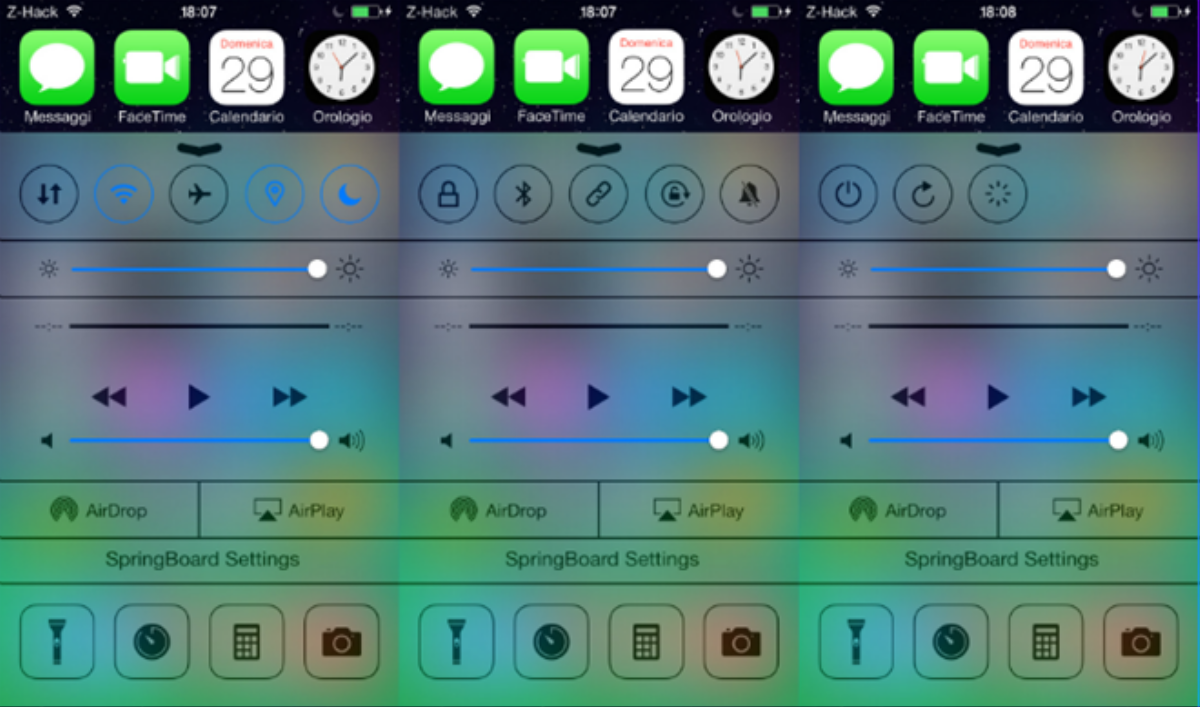 FlipControlCenter / CCQuick Pro: tweak giúp người dùng có thể tùy chỉnh Control Center. Bạn có thể thêm hoặc xóa bất cứ gì Trung tâm Kiểm soát như thêm tắt bật nhanh Dữ liệu Di động, 2G/3G, Dịch vụ định vị,...Tuy nhiên khi cài bạn nên tìm hiểu thật kỹ để tránh các ứng dụng xung đột khiến iPhone trở về trạng thái Exit Safe Mode. Ảnh :estudioiphone.com.