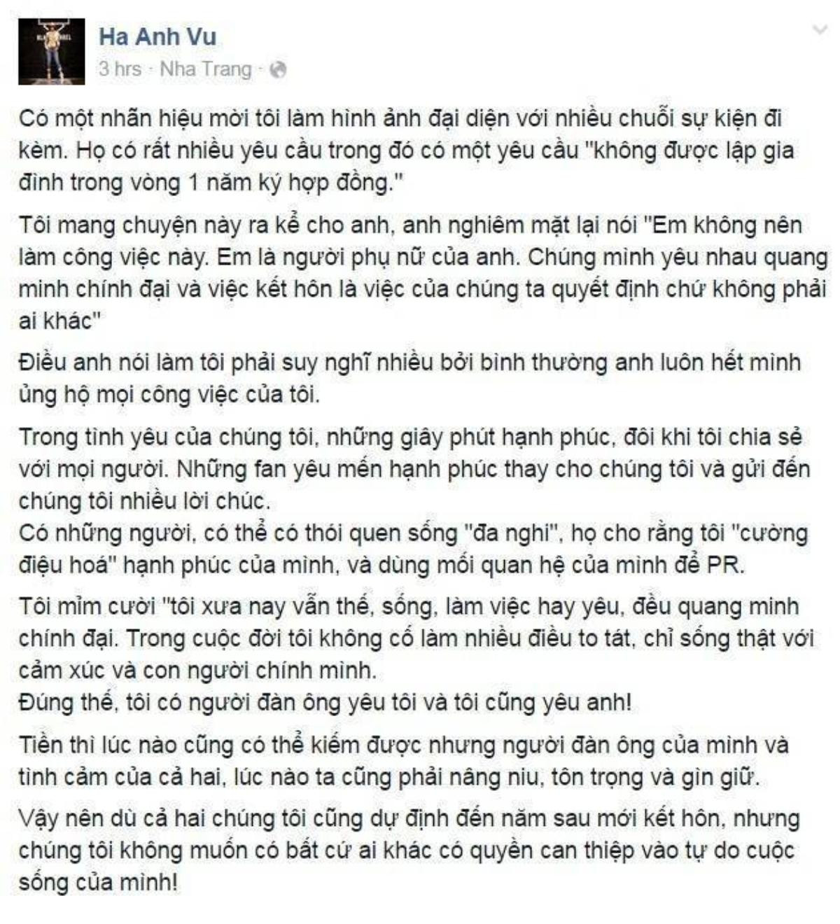 Chia sẻ mới nhất của Hà Anh trên Facebook.