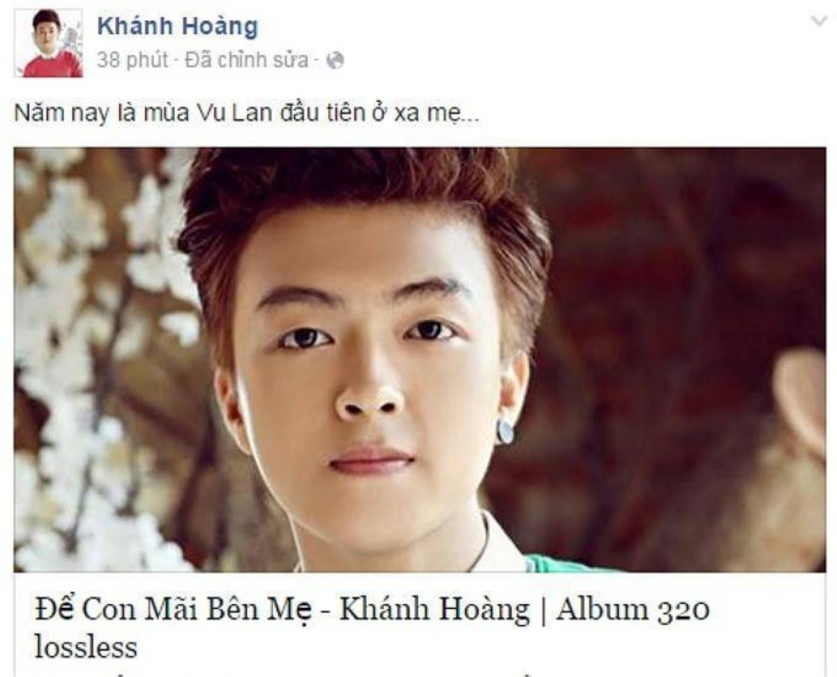 Riêng Khánh Hoàng - Gương mặt trưởng thành từ cuộc thi Solo cùng Bolero 2014, anh cho biết, năm nay là mùa Vu Lan đầu tiên mình phải ở xa mẹ. 