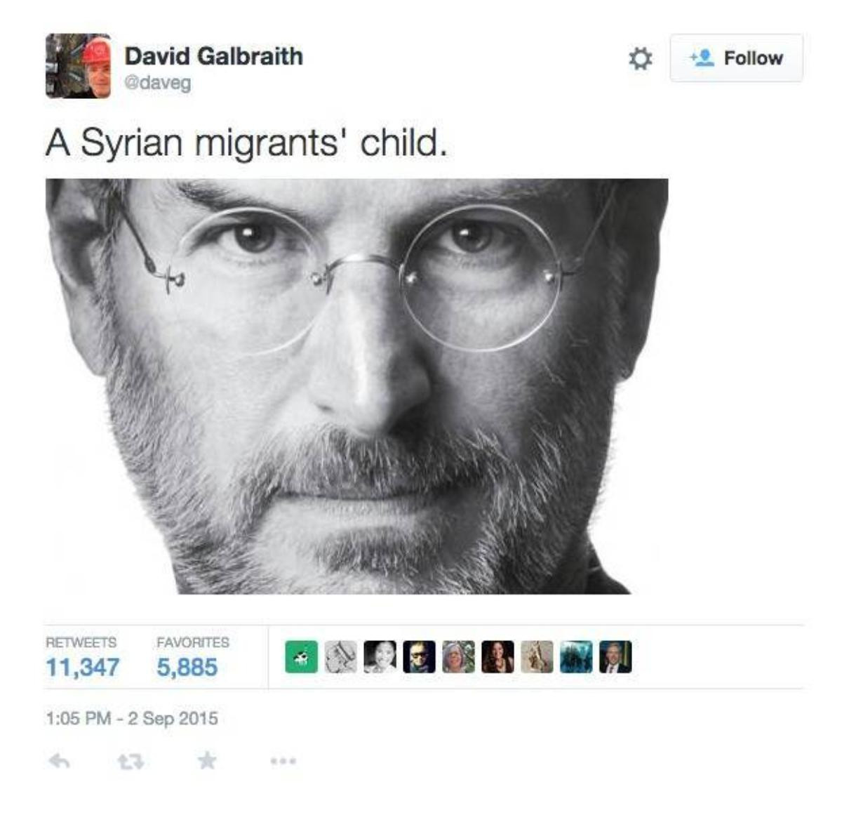 Steve Jobs cũng là đứa con của một người tị nạn Syria.