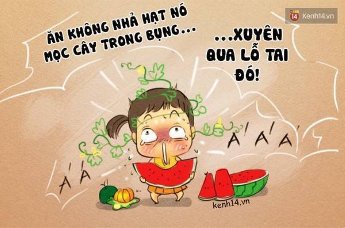 Rồi ăn quả gì có hạt cũng phải siêu cẩn thận, vì mẹ đã dọa là nuốt phải hạt thì sẽ mọc cây trên đầu mà :(.