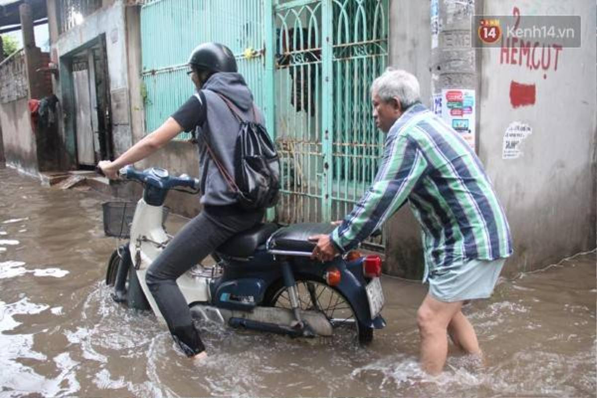 Hai cha con khá vất vả để vượt qua đường này.