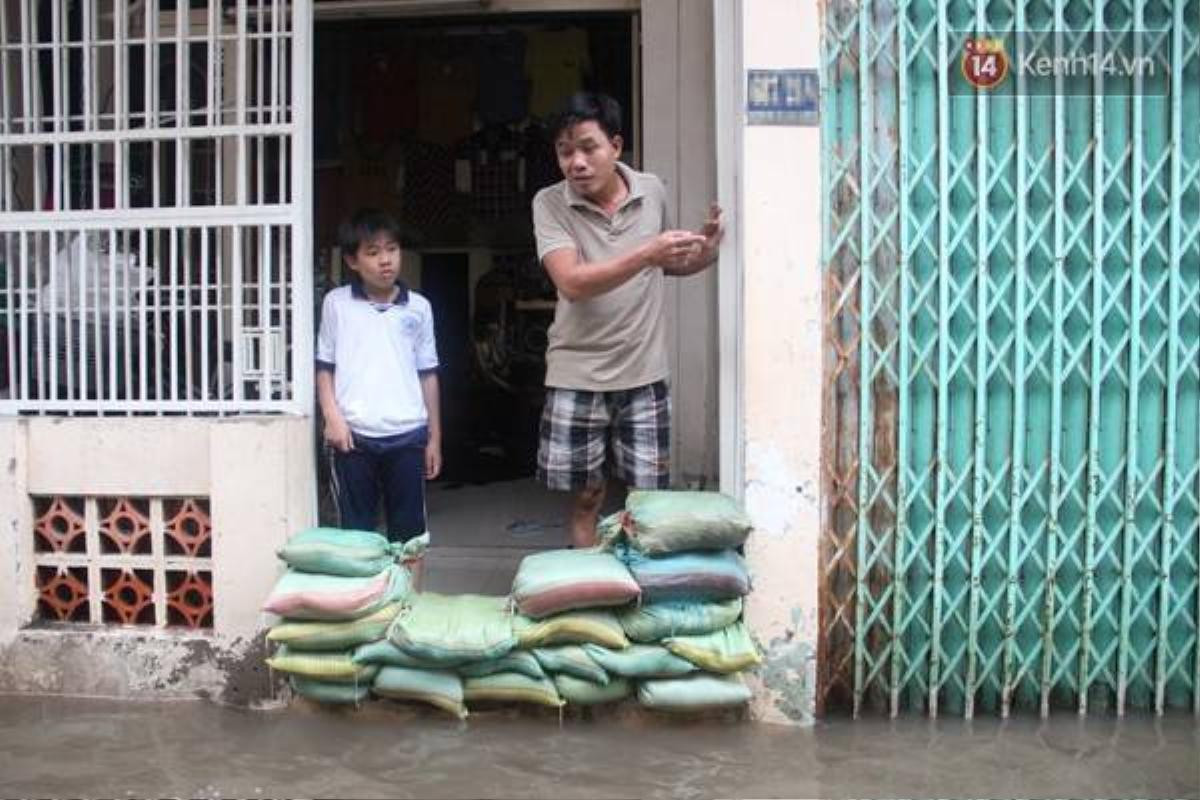 Nước ngập khiến anh Đình Hòa có luôn kinh nghiệm trong việc... dự đoán lượng mưa, thời gian nước rút và độ cao của "đê" ngăn nước.