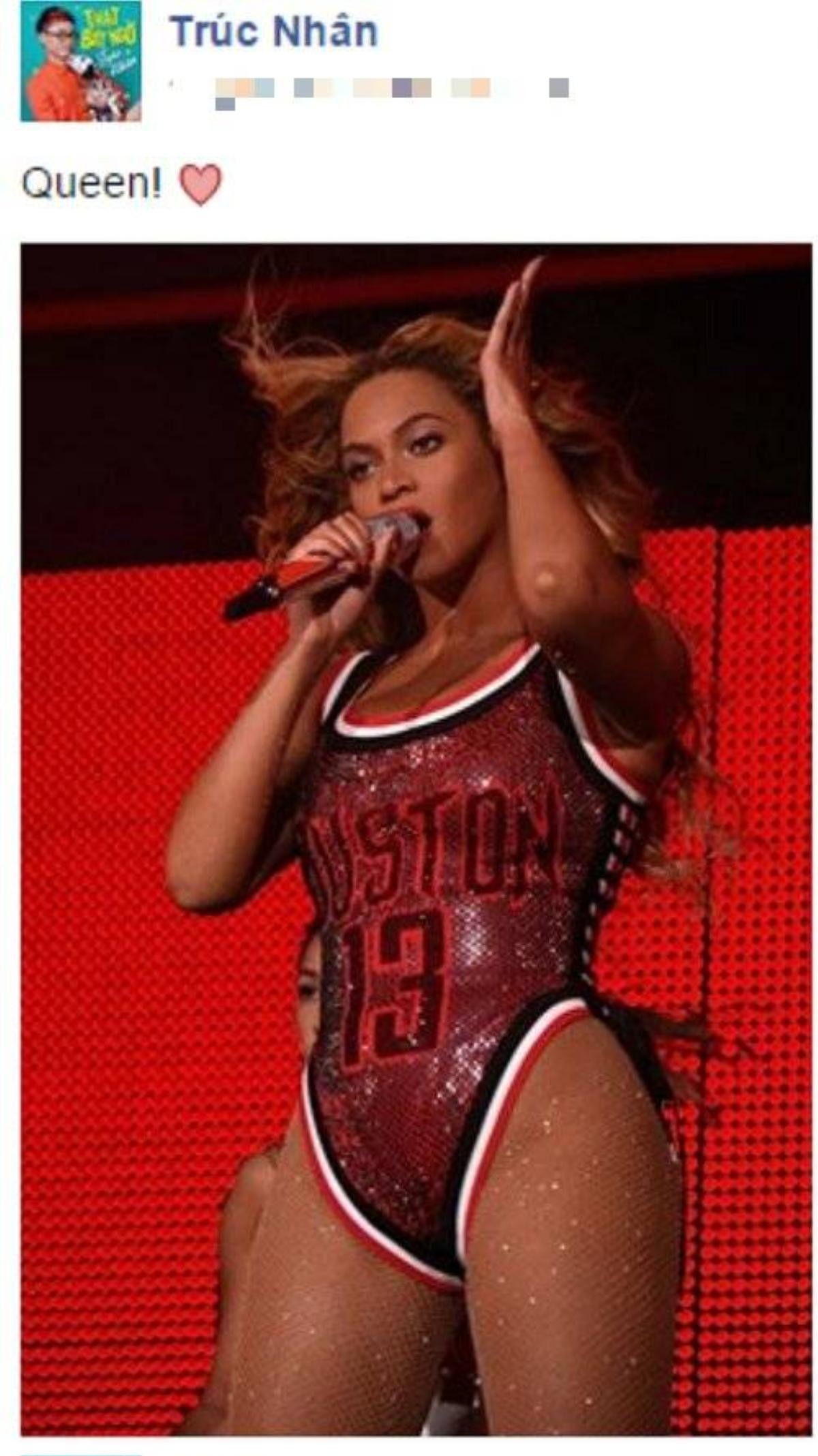 Bức ảnh Beyonce được Trúc Nhân chia sẻ trên trang Facebook riêng.