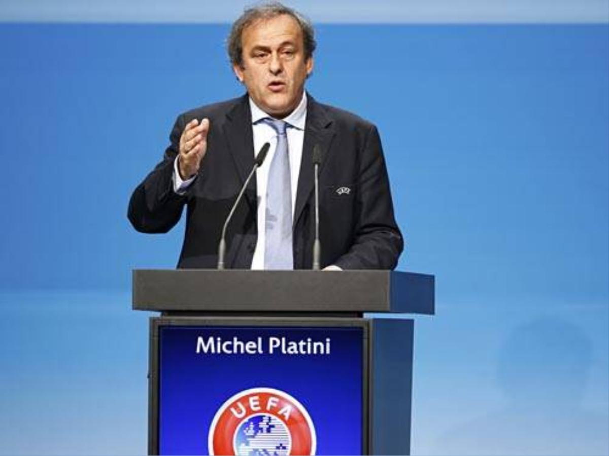 Uefa's president Michel Platini delivers his speech at their congress in Vienna