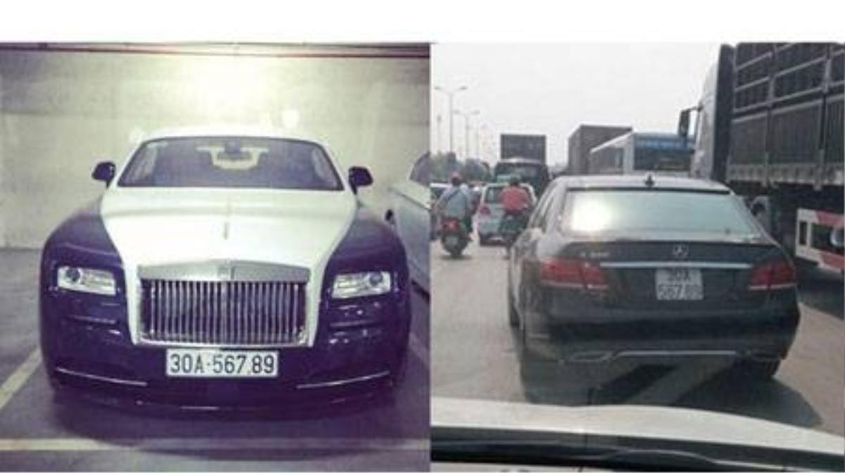 Rolls-Royce Wraith cùng Mercedes E400 mang biển khủng 56789. Trong đó biển thật thuộc về chiếc xe siêu sang Rolls-Royce.