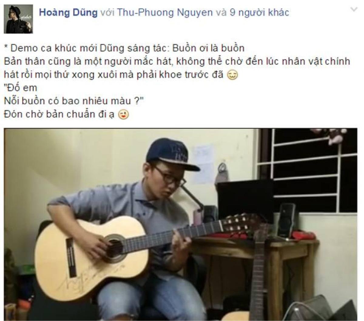  Anh "khoe" sáng tác mới toanh của mình trên Facebook.