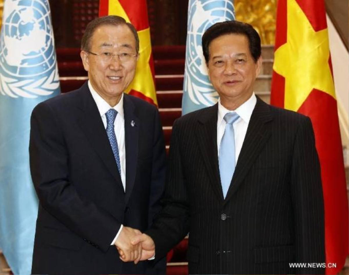 Chủ tịch nước Trương Tấn Sang tiếp Tổng thư ký Liên Hợp Quốc Ban Ki Moon thăm chính thức Việt Nam.