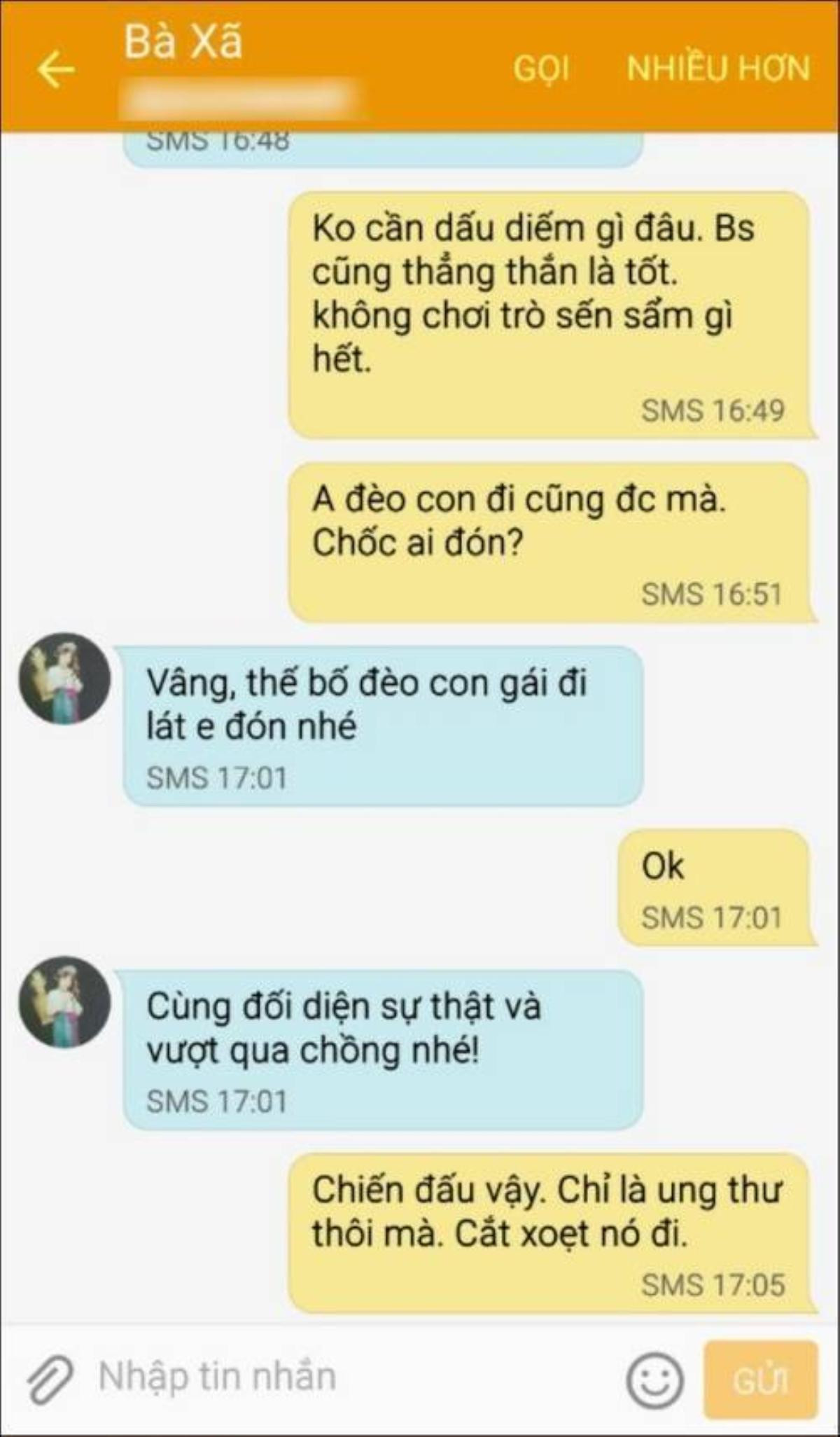 Dòng tin nhắn giữa anh và "bà xã" cho thấy, anh bản lĩnh nhưng vợ anh cũng không kém phần kiên cường.