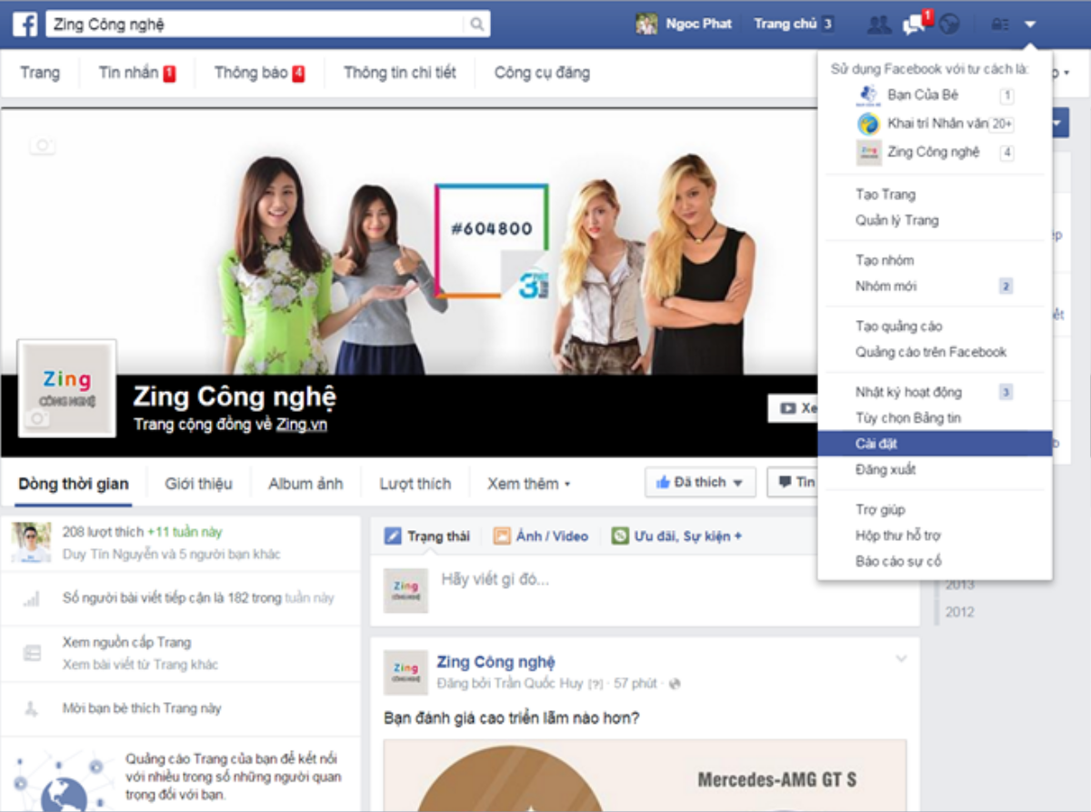 Bước 1: Từ giao diện chính của trang Facebook, vào Cài đặt​.